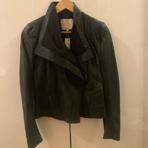 Maje double breasted black leather jacket